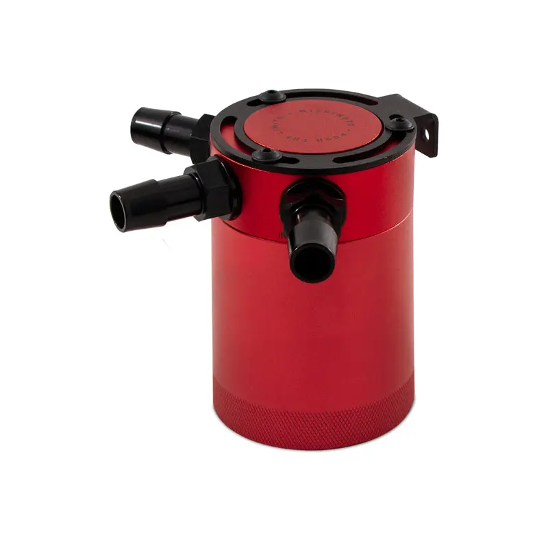 Mishimoto Universal Compact Baffled Oil Catch Can 3-Port - Red - Mmbcc-Cbthr-Rd 1