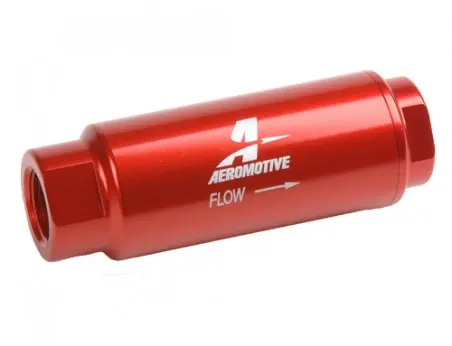 Aeromotive Filter, In-Line, 40 Micron Fabric Element, 3/8" Npt Port, Bright-Dip Red, Ss Series, 1-1/4" Od - 12303 1