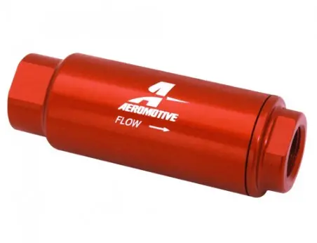 Aeromotive Filter, In-Line, 100 Micron Stainless Mesh Element, 3/8" Npt Port, Bright-Dip Red, Ss Series, 1-1/4" Od - 12316 1