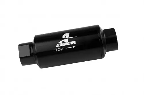 Aeromotive Filter, In-Line, 40 Micron Stainless Mesh Element, Orb-10 Port, Bright-Dip Black, 2" Od - 12330 1