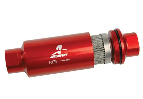 Aeromotive Filter, In-Line, 40 Micron Stainless Mesh Element, Orb-10 Port, Bright-Dip Red, 2" Od - 12335 1