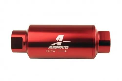 Aeromotive Filter, In-Line, 10 Micron Microglass Element, Orb-10 Port, Bright-Dip Red, 2" Od - 12340 1