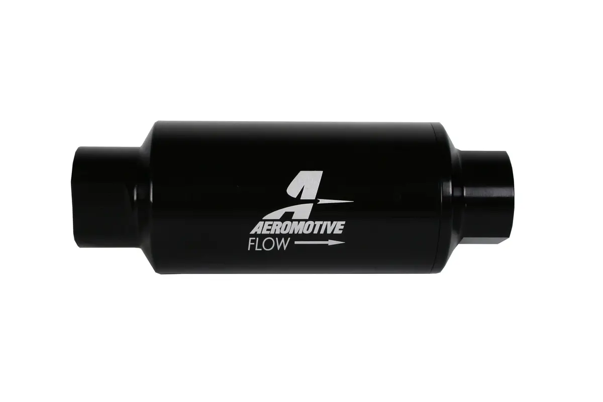 Aeromotive Filter, In-Line, 10 Micron Microglass Element, Orb-10 Port, Bright-Dip Black, 2" Od - 12350 1