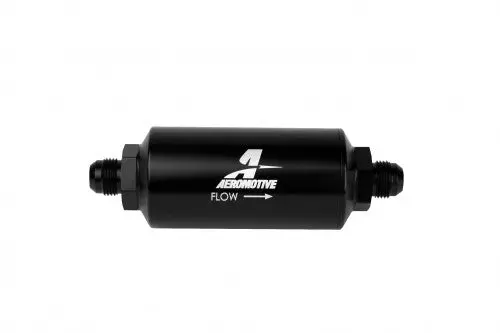 Aeromotive Filter, In-Line, 10 Micron Microglass Element, An-06 Male, Bright-Dip Black, 2" Od - 12345 1