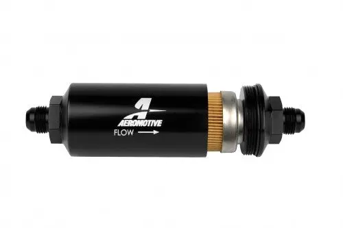 Aeromotive Filter, In-Line, 10 Micron Fabric Element, An-08 Male, Bright-Dip Black, 2" Od - 12377 1