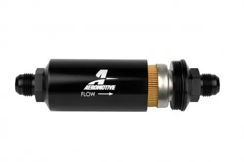 Aeromotive Filter, In-Line, 10 Micron Fabric Element, An-10 Male, Bright-Dip Black, 2" Od - 12387 1