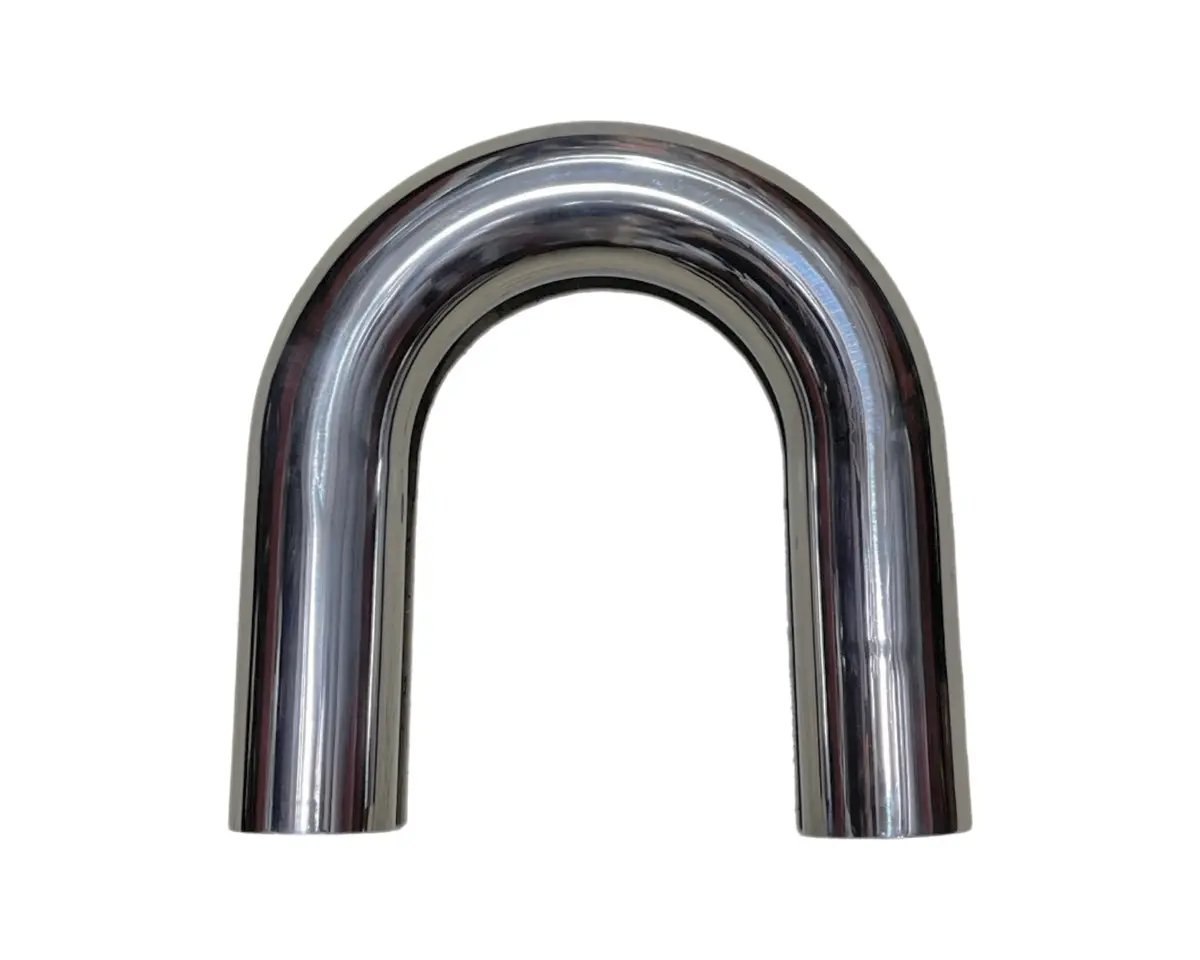 Polished Aluminum Pipe - 180 Degree - 4.0" Od - 2 Foot - Ip180400-2Ft 1