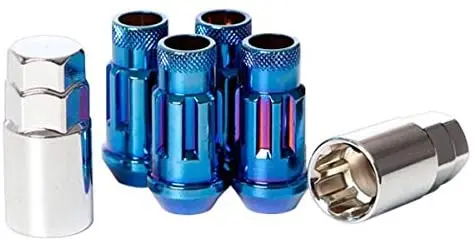 Muteki Sr48 Lug Nuts Lock Set Open End - Burned Blue Neon 1