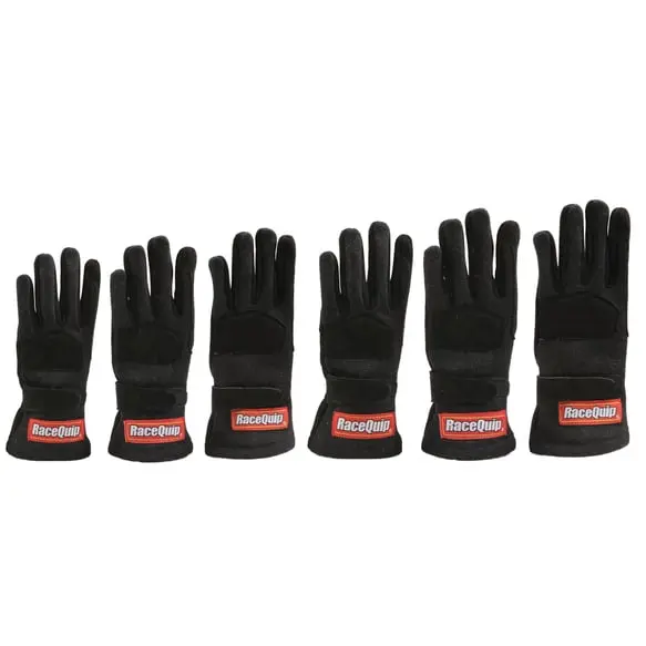 Racequip 355 Series 2 Layer Nomex Race Gloves - Black - Kids X-Small - 3550091 1