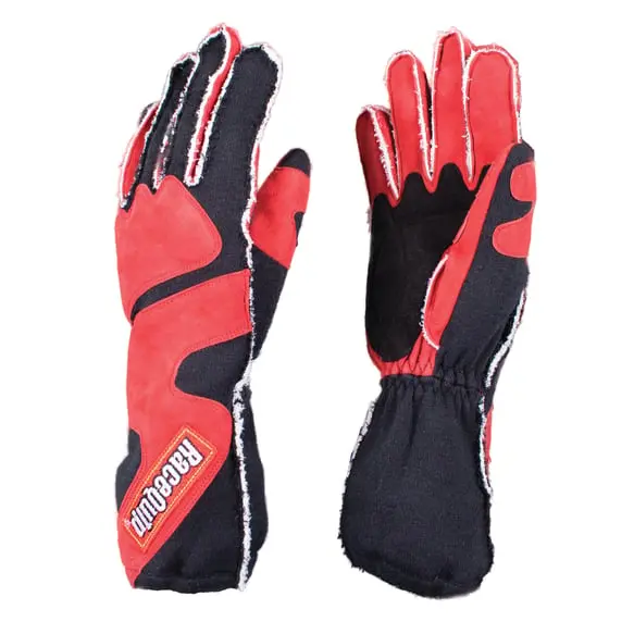 Racequip 356 Series 2 Layer Nomex Outseam Race Gloves - Red/Black - Large - 356105 1
