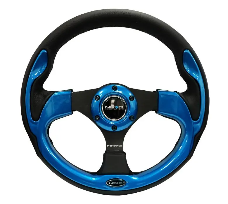 Nrg Reinforced Steering Wheel- 320Mm Sport Steering Wheel W/ Blue Trim - Rst-001Bl 1