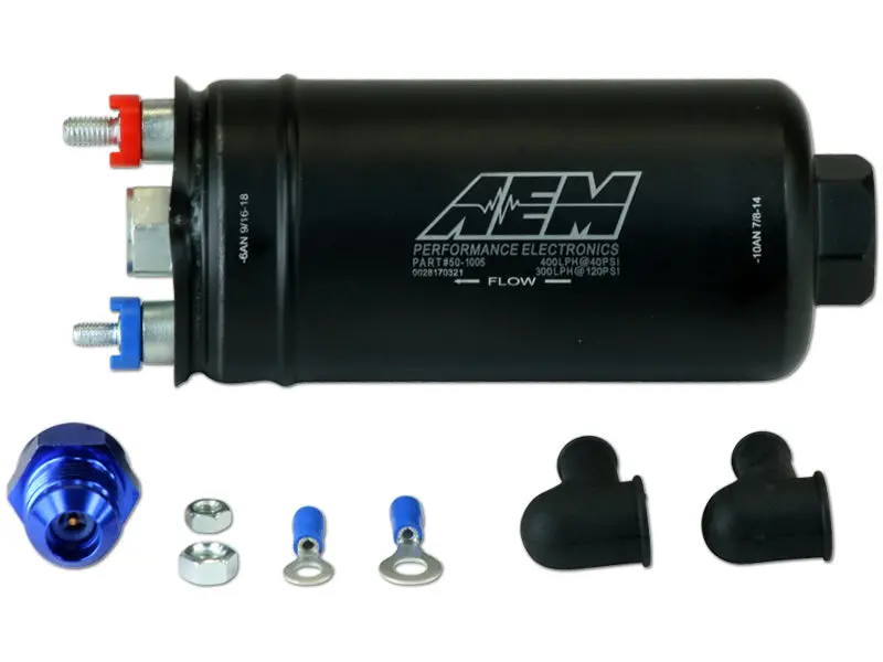 Aem 400Lph An Fittings Inline High Flow Fuel Pump 044 Style E85 - 50-1005 1