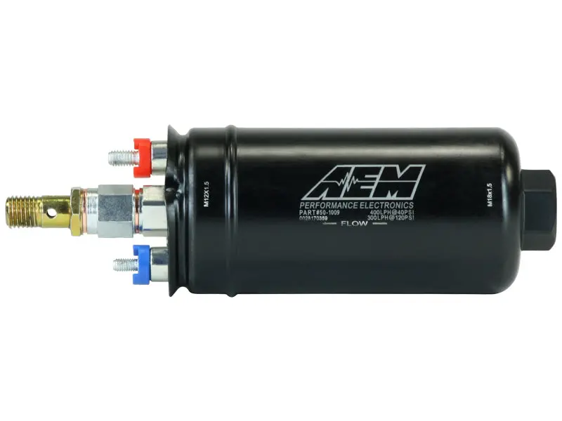 Aem 400Lph Metric Fittings Inline High Flow Fuel Pump 044 Style E85 - 50-1009 1