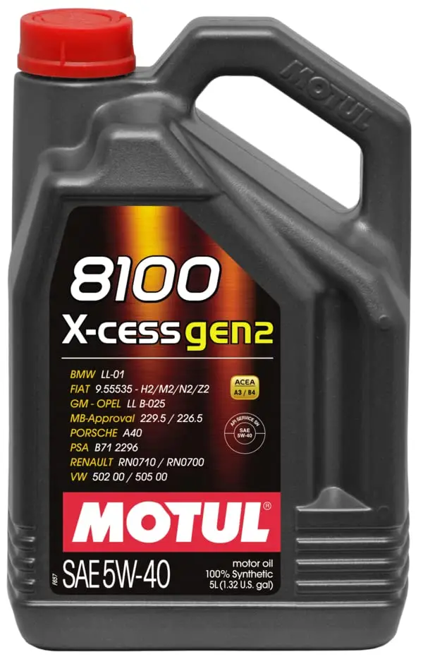 Motul 8100 5W40 X-Cess Gen2 Motor Oil - 5L (5.25Qt) - 110905 1
