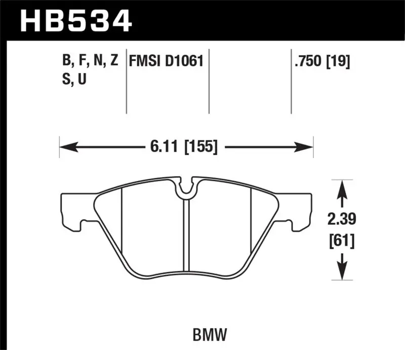 Hawk Er-1 Race Front Brake Pads - 2011 Bmw 125I - Hb534d.750 2