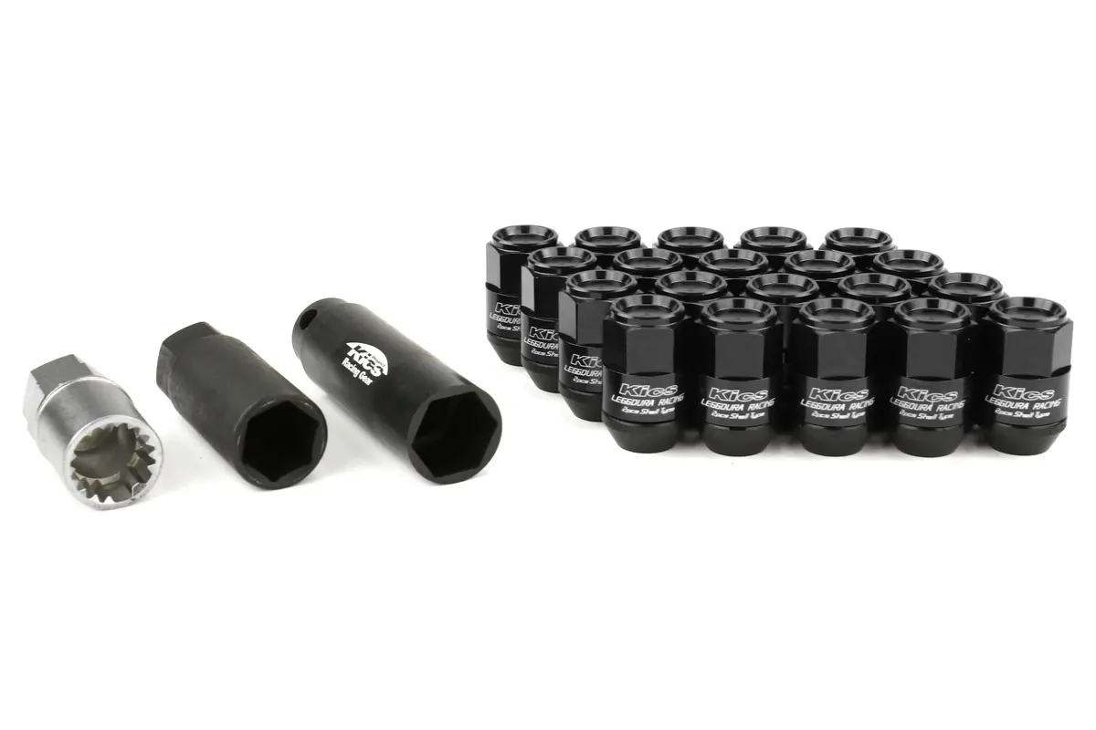 Project Kics Leggdura Racing Shell Type Lug Nut 35Mm Closed-End Look 16 Pcs + 4 Locks 12X1.25 Black - Wcl3513k 1