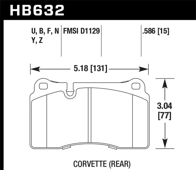Hawk Er-1 Race Rear Brake Pads - 14-15 Chevrolet Camaro 7.0L Z28 (Incl.Pad Wear Sensor) - Hb632d.586 2