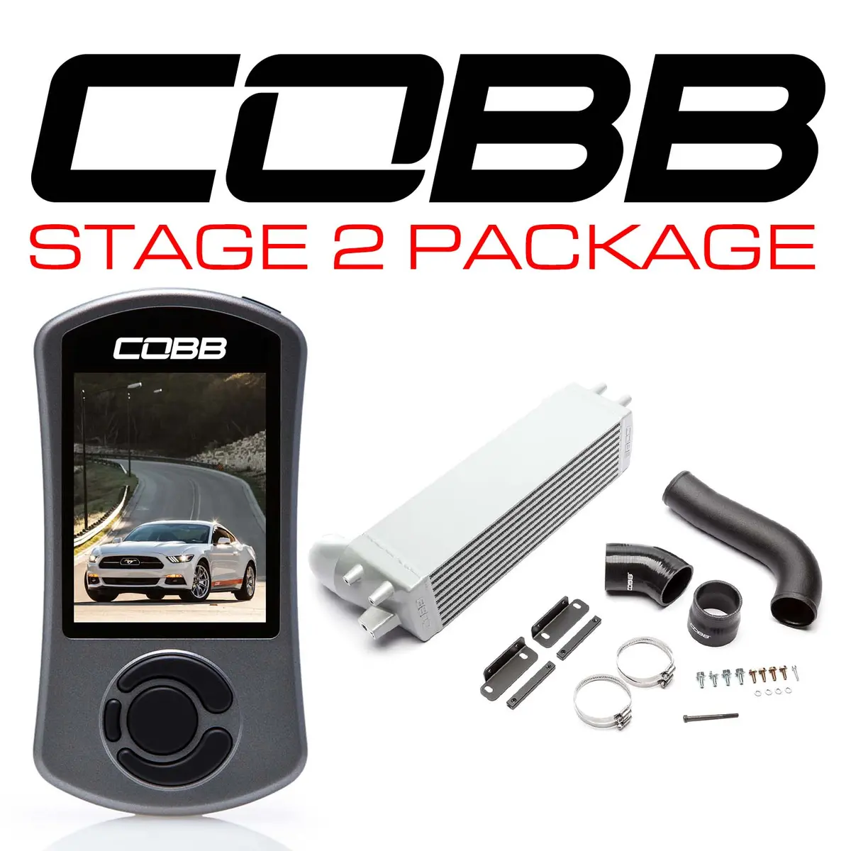 Cobb Tuning  Stage 2 Power Package (No Intake) For Ford Mustang Ecoboost 2018-2022 - 6M1x02-Ni 1