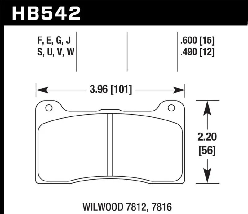 Hawk Er-1 Race Brake Pads - Wilwood (7812/7816) - Hb542d.600 2