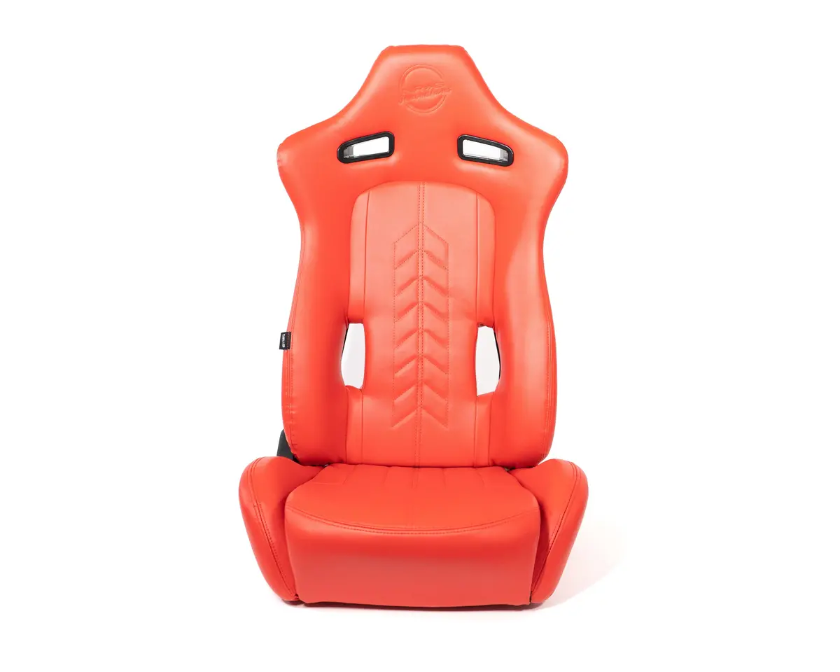 Nrg "The Arrow" Nrg Sports Vinyl Seat Red W/ Red Stitch Plus Pressed Nrg Logo - Rsc-810Rd L/R 1