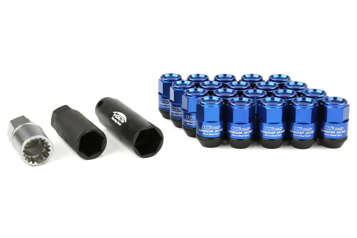 Project Kics Leggdura Racing Shell Type Lug Nut 35Mm Closed-End Look 16 Pcs + 4 Locks 12X1.5 Blue - Wcl3511u 1