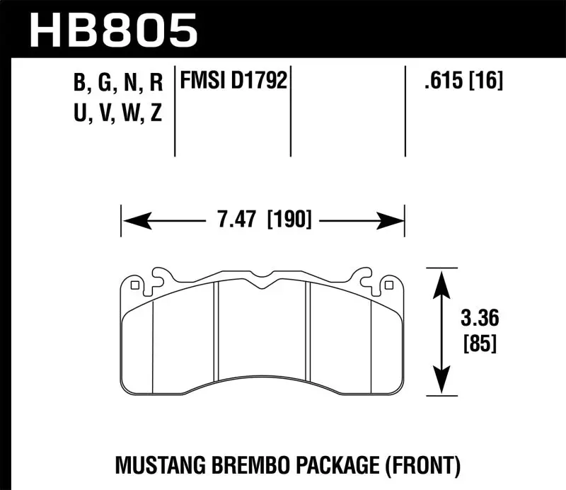 Hawk Er-1 Race Front Brake Pads - 2020 Ford Mustang 5.0L Bullitt - Hb805d.615 2