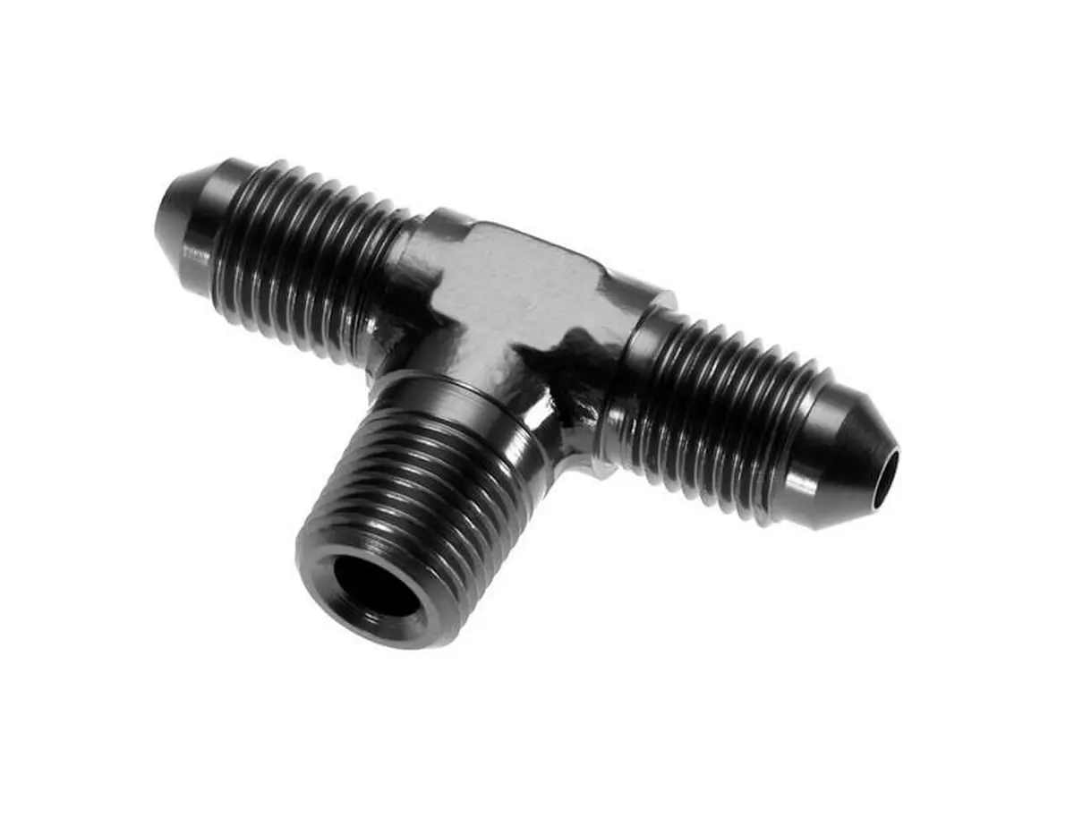 Redhorse Performance -4An Tee With 1/8" Npt Thread On Branch - Black - 825-04-02-2 1