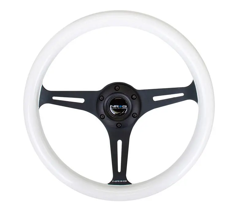 Nrg Classic Wood Grain Wheel - 350Mm 3 Black Spokes - Glow-N-The-Dark Grip - St-015Bk-Gl 1