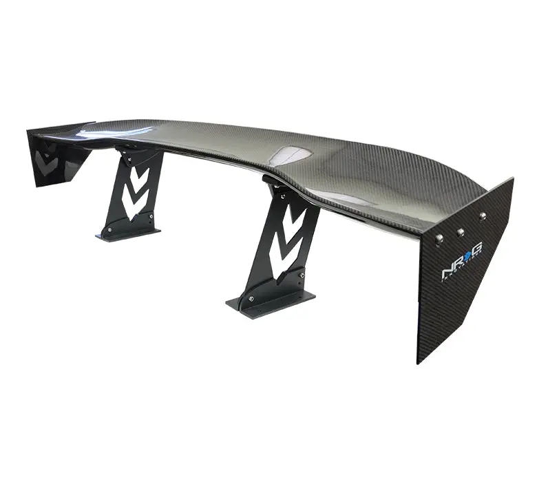 Nrg Carbon Fiber Spoiler - Universal (59") W / Nrg Arrow Cut Out Stands And Large End Plates - Carb-A590 1