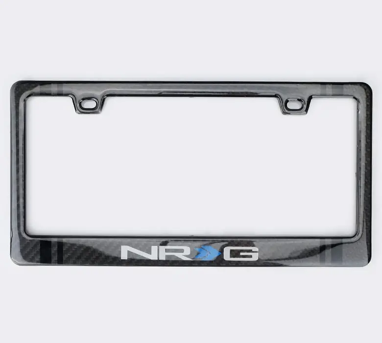 Nrg Carbon Fiber License Plate Frame Poly Dip Finish Wet With Nrg Logo - Carb-P200nrg 1