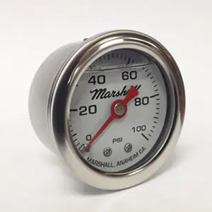 Marshall Instruments Fuel Pressure Gauge 0-100 Psi - White Face / Stainless Steel Case - Cw00100 1