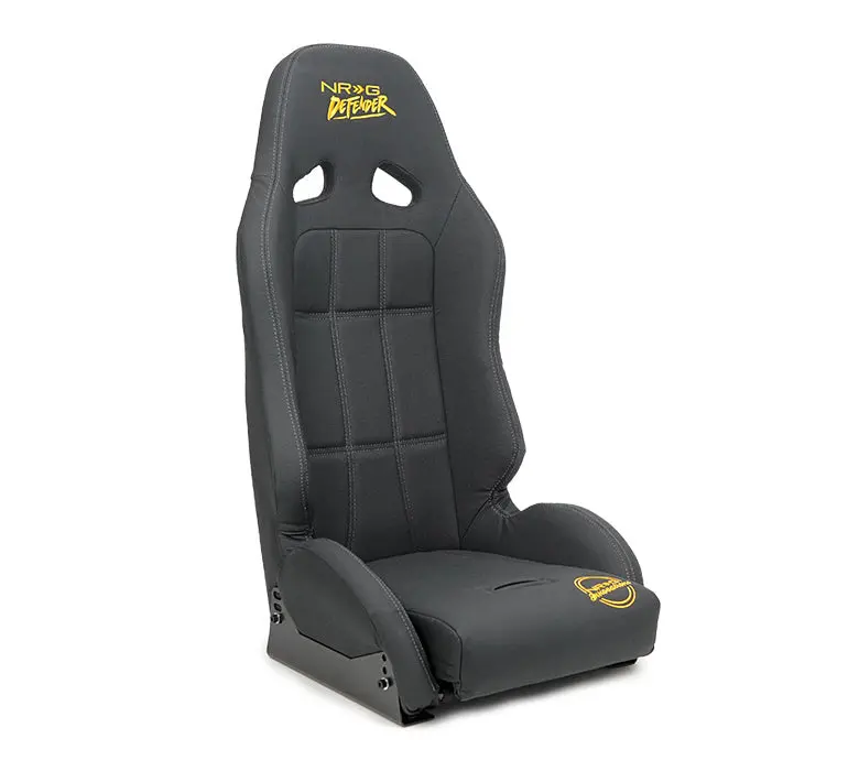 Nrg Defender Water Resistant Steel Frame Suspension Seats Black With Black Trim W/ Yellow Embroidery Defender Logo - Df-100Bk-S 1