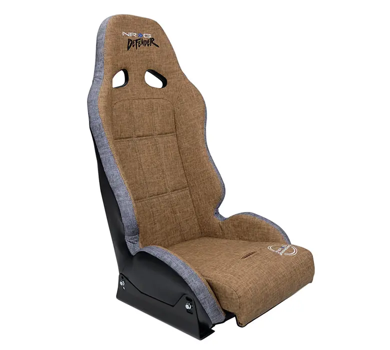 Nrg Defender Water Resistant Steel Frame Suspension Seats Brown With Grey Trim W/ Defender Logo W/ Side Mount Bracket - Df-100Br-S 1