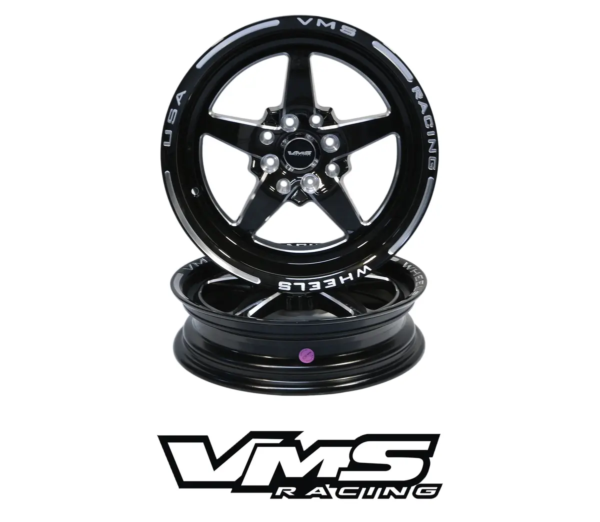 Vms Wheels Star 15X3.5 4X100/114.3 +10 Offset Black Milling Finish - Vwst003 1