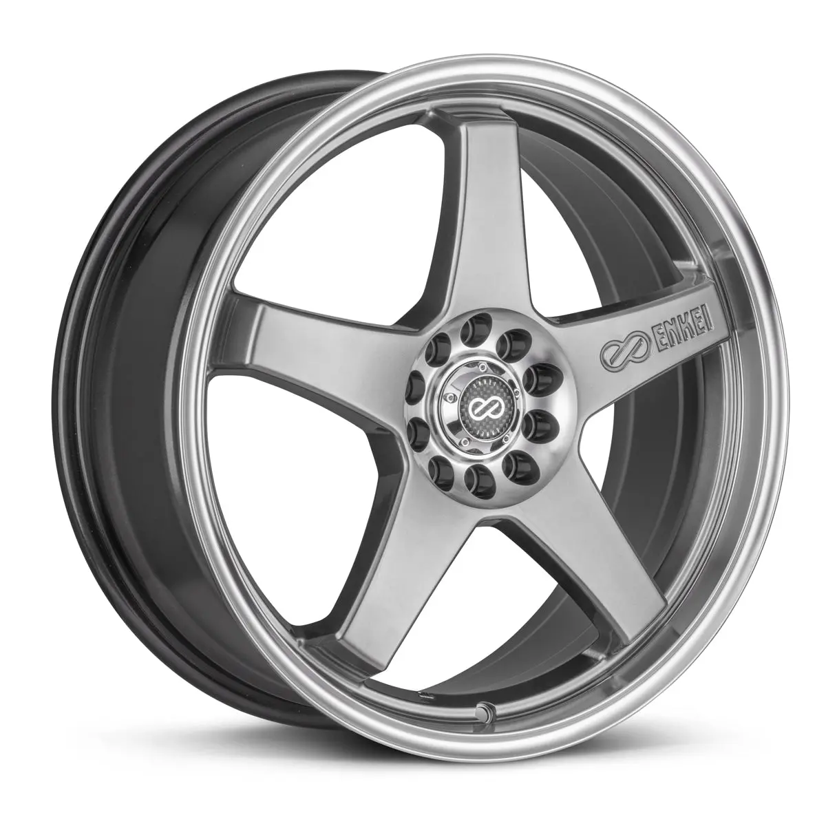 Enkei Ev5 18X7.5 5X105/110 38Mm Offset 72.6 Bolt Diameter Hyper Black W/ Machined Lip Wheel - 446-875-5238Hb 1
