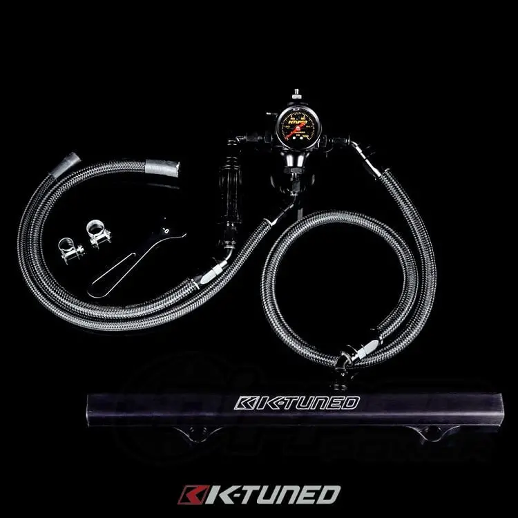 K-Tuned 6An Fuel System Center Feed Lines/Filter/Black Rail/ Fpr/Gauge/Wrench - Flk-Cf-Blk 1