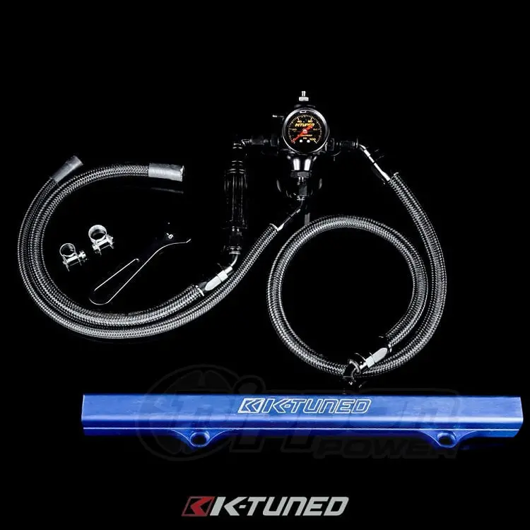 K-Tuned 6An Fuel System Center Feed Lines/Filter/Blue Rail/ Fpr/Gauge/Wrench - Flk-Cf-Blu 1