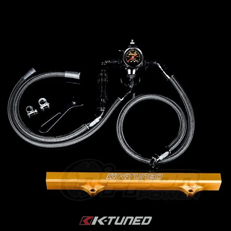 K-Tuned 6An Fuel System Center Feed Lines/Filter/Gold Rail/ Fpr/Gauge/Wrench - Flk-Cf-Gld 1