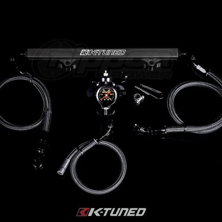 K-Tuned 6An Fuel System Used With Oem Fuel Filter/Black Rail/Fpr/Gauge/Wrench - Flk-Of-Blk 1