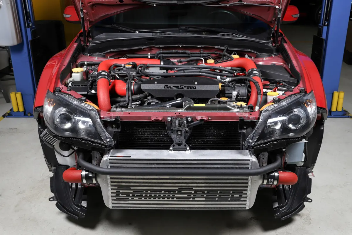 Grimmspeed Front Mount Intercooler Kit [Inc. Red Piping] - Subaru 08-14 Sti - 090227 1