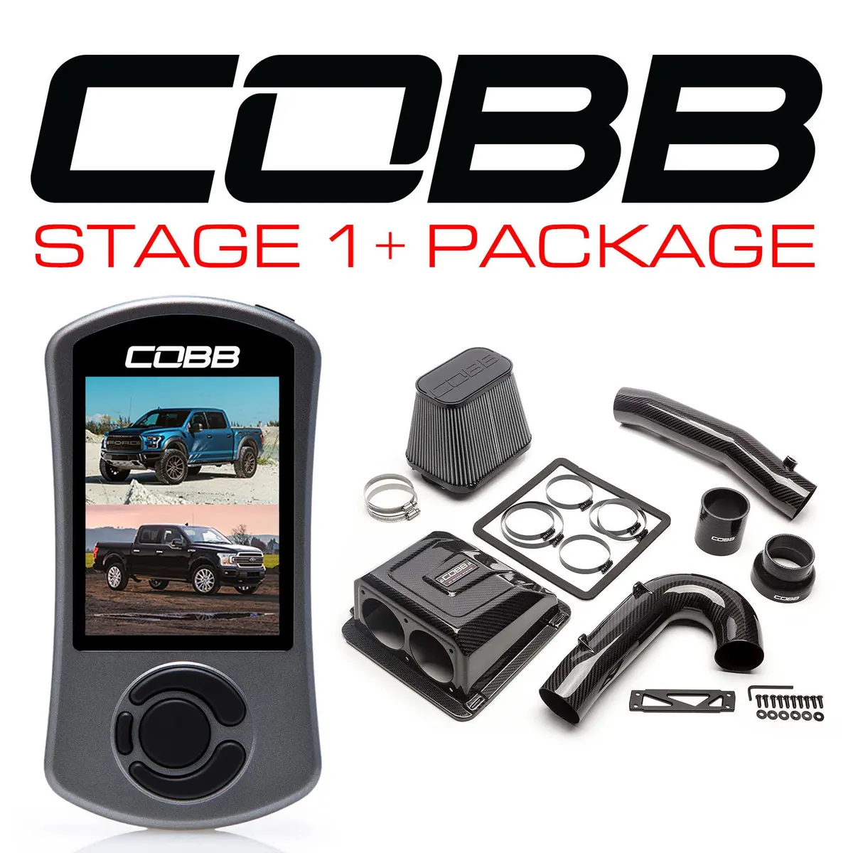 Cobb Tuning  Ford Stage 1+ Redline Carbon Fiber Power Package With Tcm F-150 Ecoboost Raptor / Limited - For005001p-Tcm-Red 1