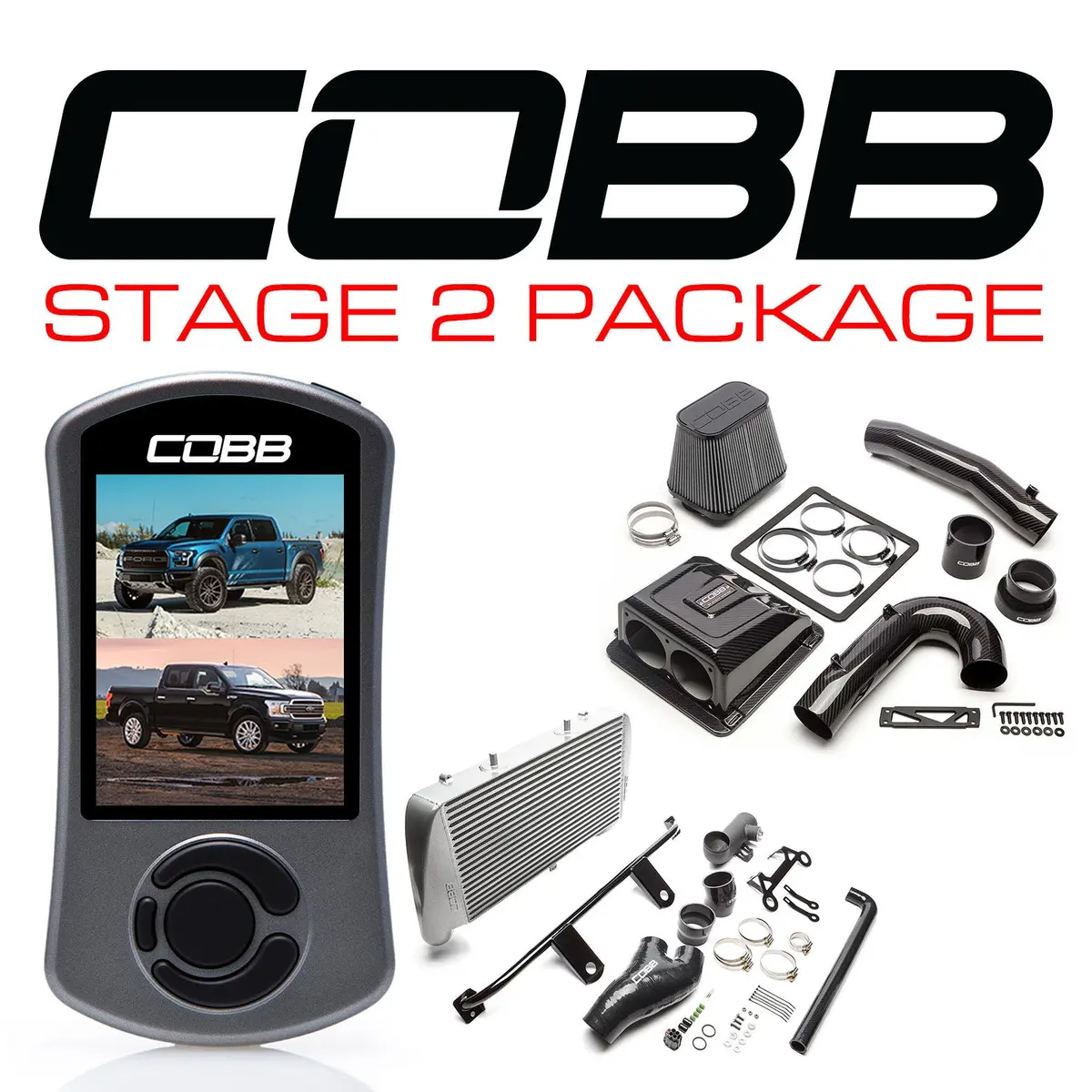 Cobb Tuning Ford Stage 2 Redline Carbon Fiber Power Package Silver With Tcm F-150 Ecoboost Raptor / Limited - For0050020sl-Tcm-Red 1