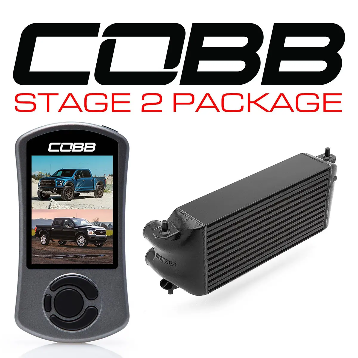 Cobb Tuning  Ford Stage 2 Power Package Black (Factory Location Intercooler, No Intake) With Tcm F-150 Ecoboost Raptor / Limited - For0050s20bk-Tcm-Ni 1