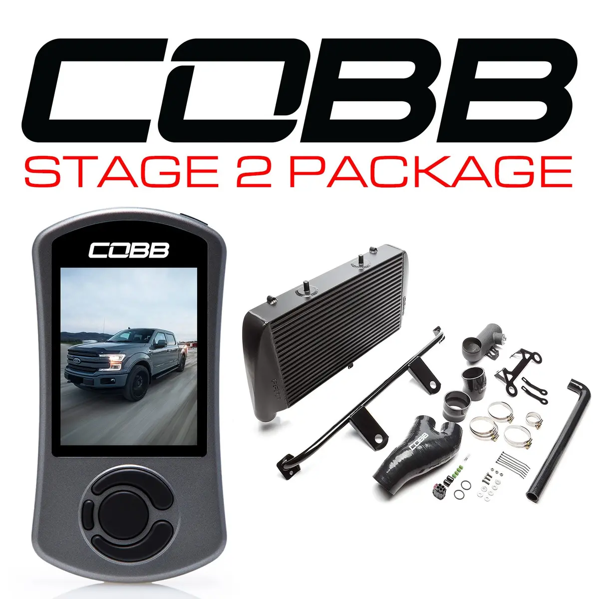 Cobb Tuning  Ford Stage 2 Power Package Black (No Intake) With Tcm F-150 Ecoboost 3.5L 2017-2019 - For0060020bk-Tcm-Ni 1