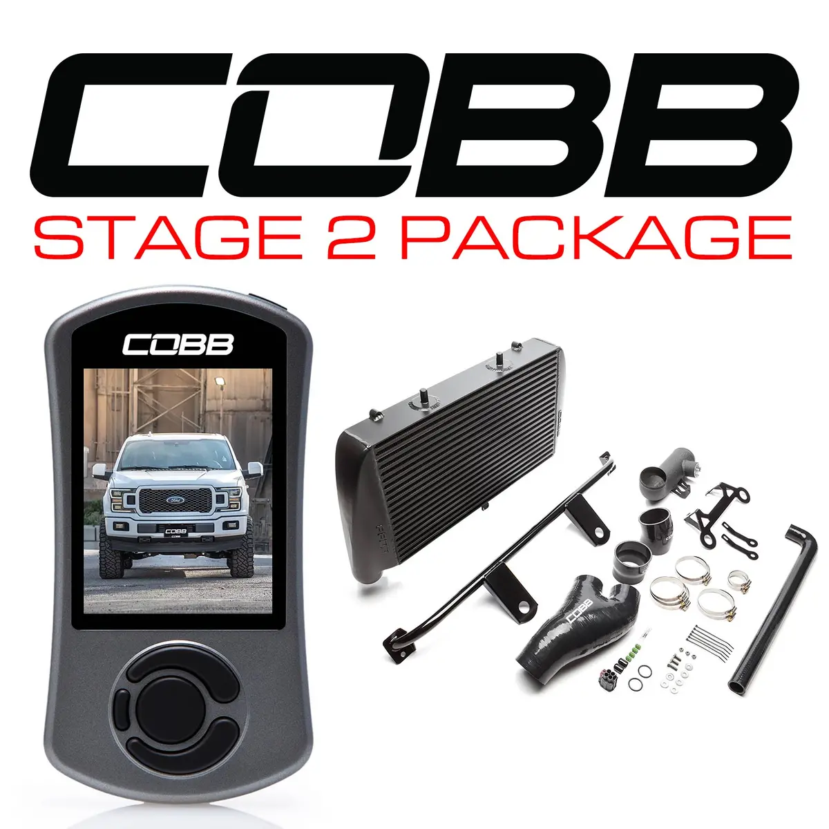 Cobb Tuning  Ford Stage 2 Power Package Black (No Intake) F-150 2.7L 2018-2020 - For0080020bk-Ni 1