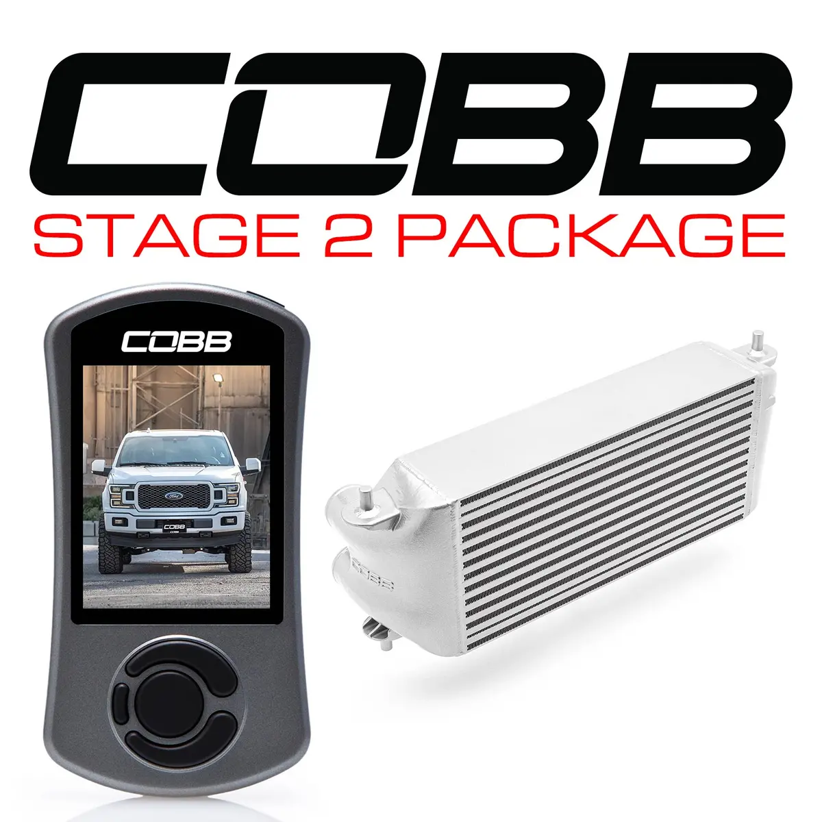 Cobb Tuning  Ford Stage 2 Power Package Silver (Factory Location Intercooler, No Intake) F-150 2.7L 2018-2020 - For0080s20sl-Ni 1