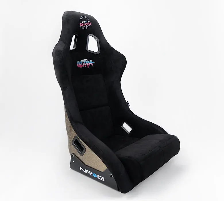Nrg Frp Fiberglass Bucket Seat Ultra Edition With Peralized Back, Black Alcantara Material, Phone Pockets And Special Ultra Embroidery (Large) - Frp-302Bk-Ultra 1