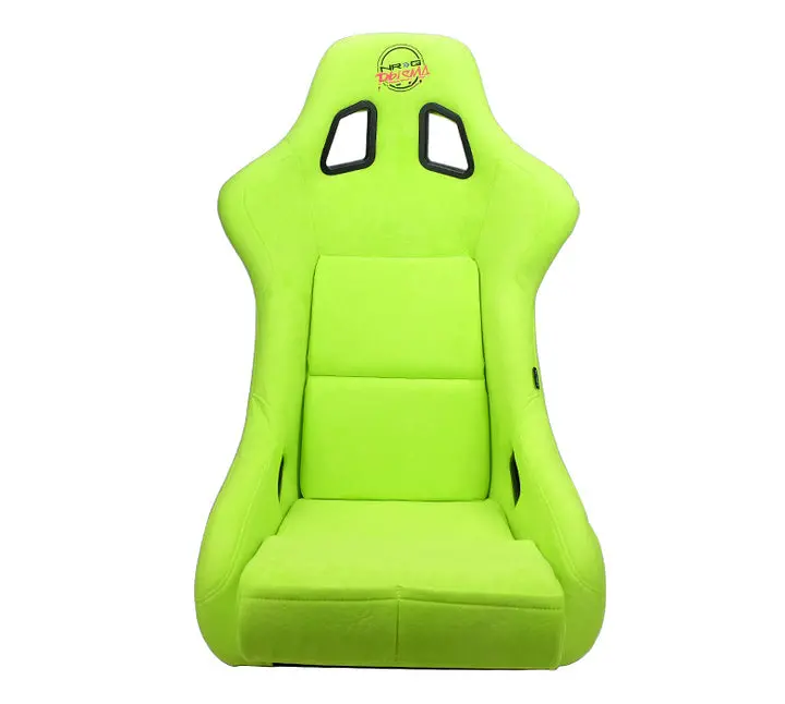 Nrg Frp Fiberglass Bucket Seat Prisma Edition With Pearlized Back. All Neon Green Alcantara Vegan Material W/ Phone Pockets. (Medium) - Frp-303Ng-Prisma 1