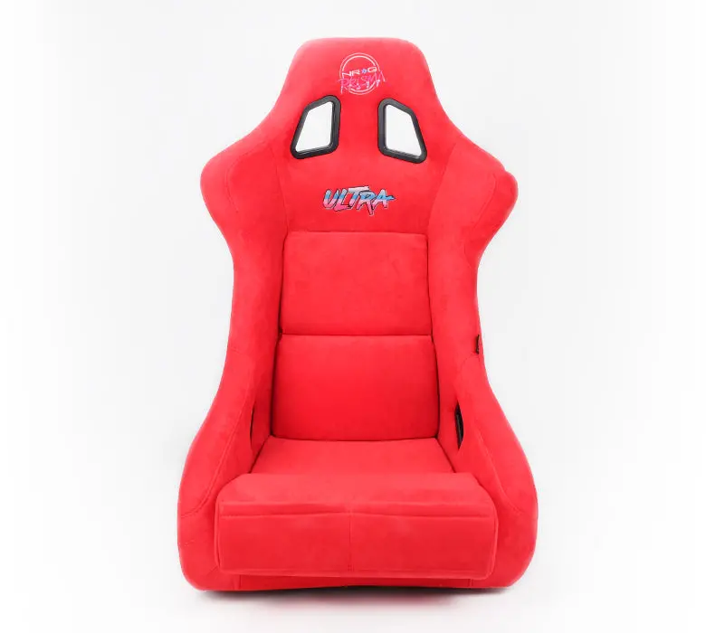 Nrg Frp Fiberglass Bucket Seat Ultra Edition With Peralized Back, Red Alcantara Material, Phone Pockets And Special Ultra Embroidery (Large) - Frp-302Rd-Ultra 1