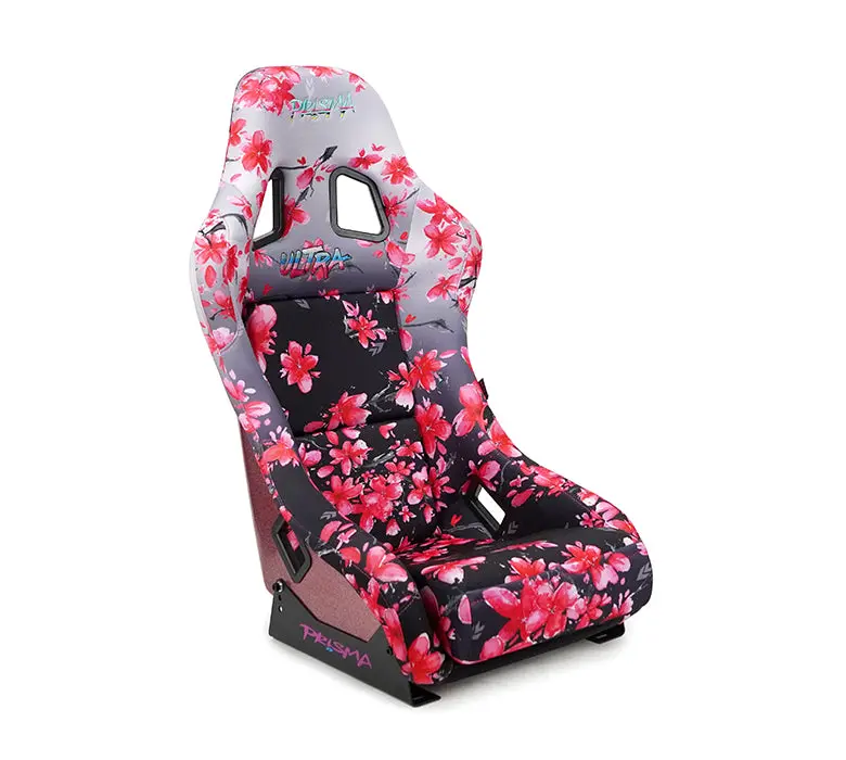 Nrg Frp Fiberglass Bucket Seat Prisma- Japanese Cherry Blossom Edition In Vegan Material With Pink Pearlized Back Plus Phone Pockets. (Medium) - Frp-303-Sakura 1